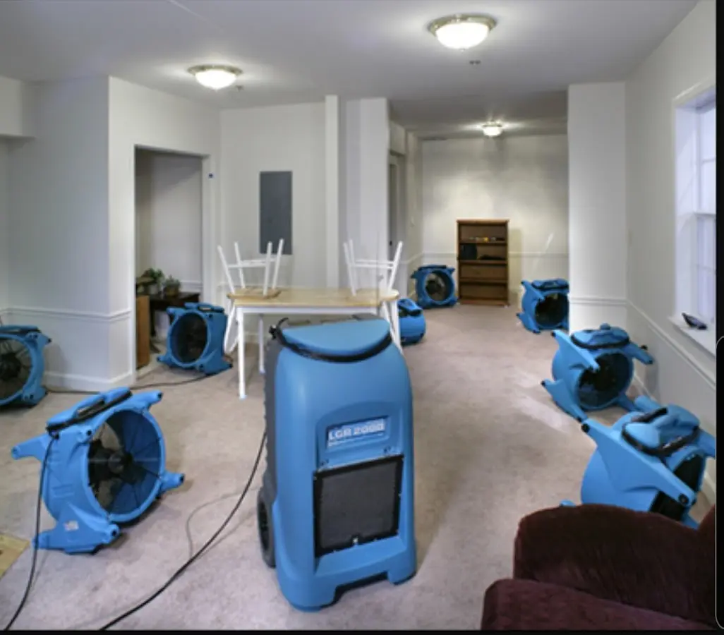 Air movers and dehumidifier setup for Water Extraction & Removal in Patton