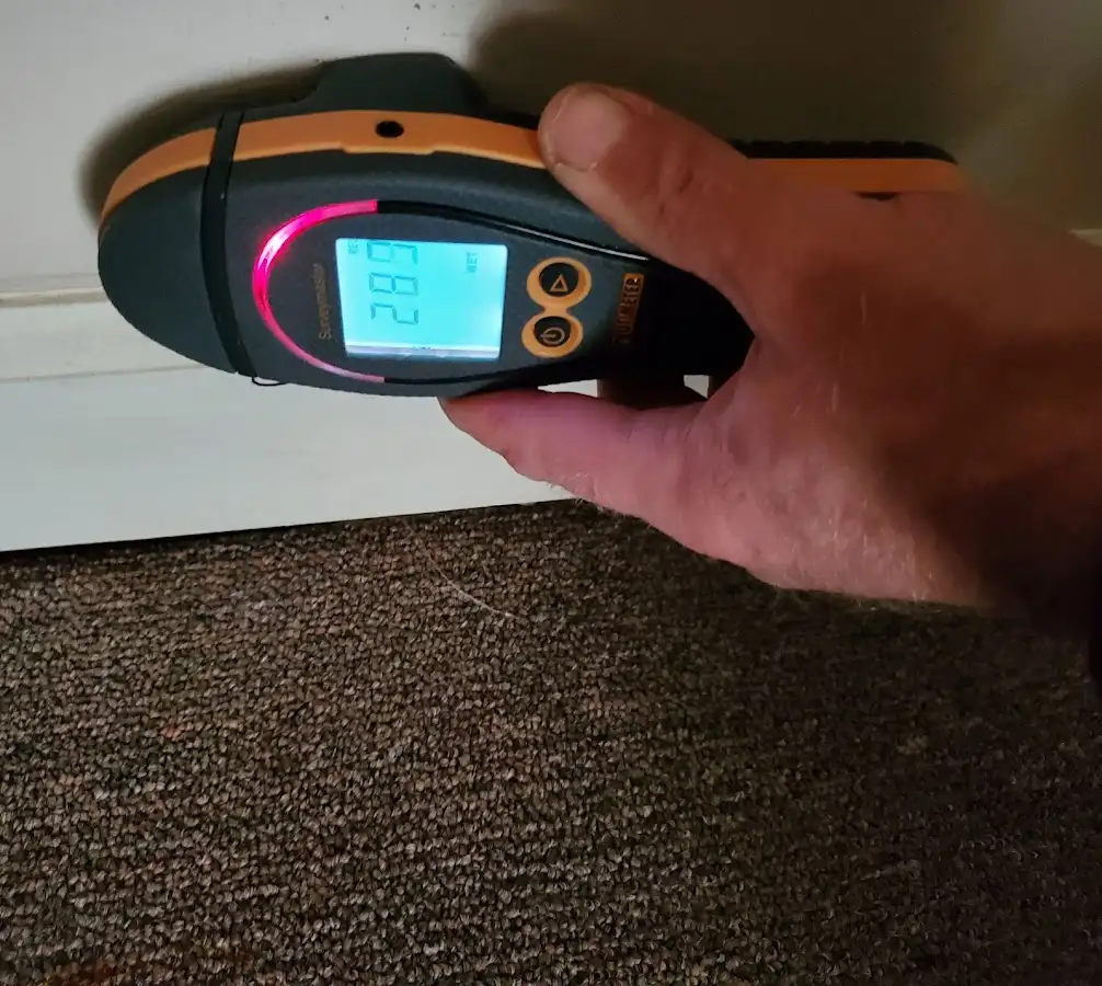 Moisture detection at baseboard during Mold Inspection & Testing in Patton
